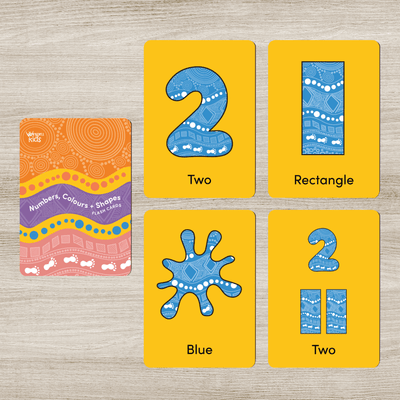 Numbers, Colours + Shapes Flash Cards