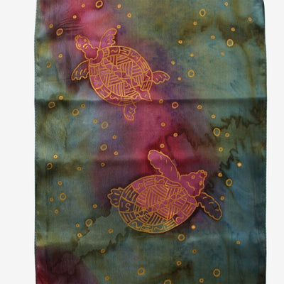 Green Gold Pig Nose Turtle Silk Scarf