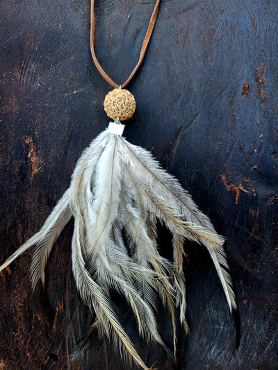 Emu Feather & Quandong Seed Necklace