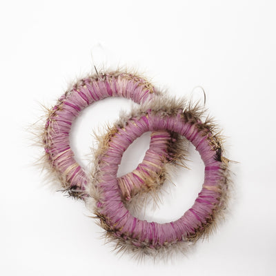 Emu Feather Earrings Purple Diuris Flower