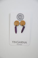 15mm Wooden Earrings with Stone by Yingarna