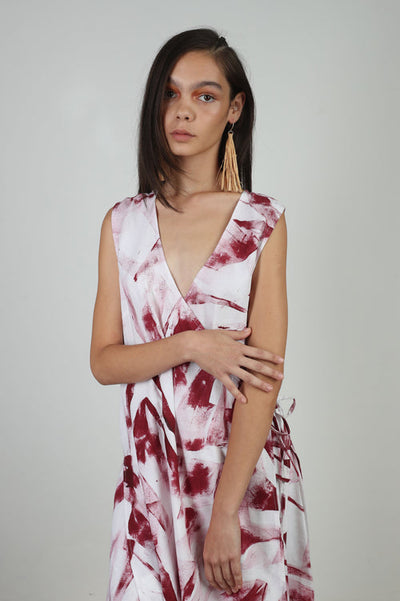 Maroon Wrap Dress by Sown in Time