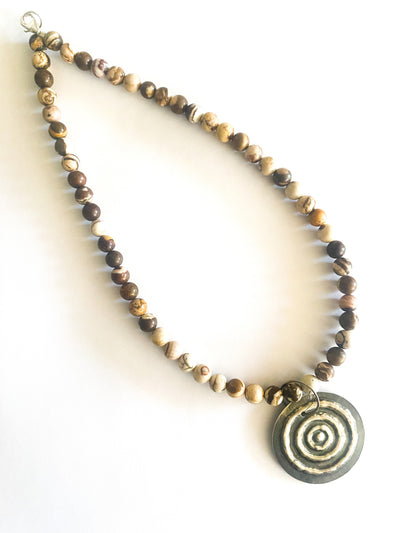 Nguluman, “Large Waterhole”  Sterling Silver and Australian Agate Necklace by Sonia Pallett