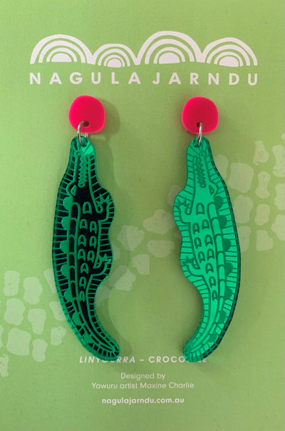 ‘Linygurra’ Crocodile earrings by Nagula Jarndu